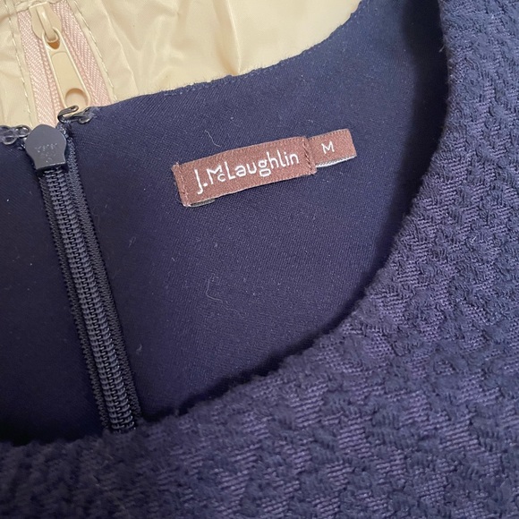 Dark Navy Blue J McLaughlin Medium Sleeveless patterned dress. - Picture 2 of 5